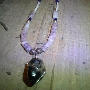 Wampum/ Apache Tear Stone Necklace